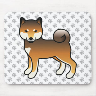 Roter Sesam-Shiba-Inu-Cartoon-Hund & Pfoten Mousepad