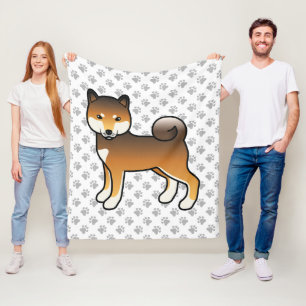 Roter Sesam-Shiba-Inu-Cartoon-Hund und Pfoten Fleecedecke