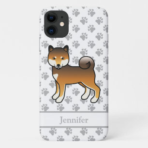 Roter Sesam-Shiba-Inu-Süßer Cartoon-Hund & Name Case-Mate iPhone Hülle