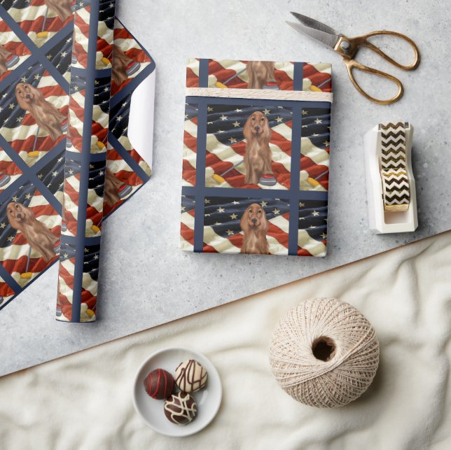 ROTER SETTER LOCKEN  GESCHENKPAPIER (Kunsthandwerk)