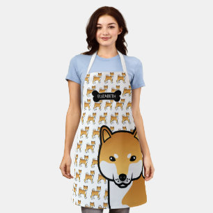 Roter Shiba Inu Süßer Cartoon-Hund & Name Schürze
