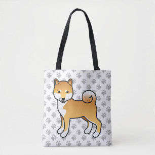 Roter Shiba Inu Süßer Cartoon-Hund & Pfoten Tasche