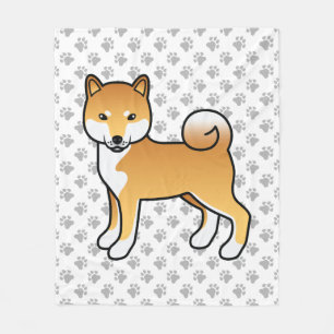 Roter Shiba Inu Süßer Cartoon-Hund und Pfoten Fleecedecke