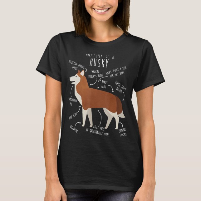 Roter sibirischer Husky Hund Anatomie Mama Niedlic T-Shirt (Vorderseite)