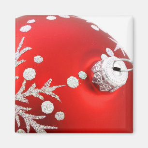 Roter & Silberner Weihnachts-Schmuckmagnet Magnet