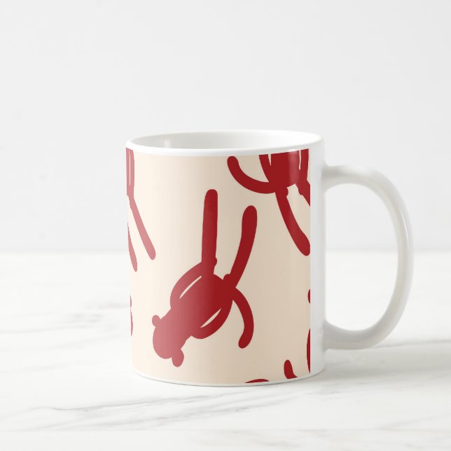 Roter Silhouette-Socken-Affe-Druck Kaffeetasse (Rechts)