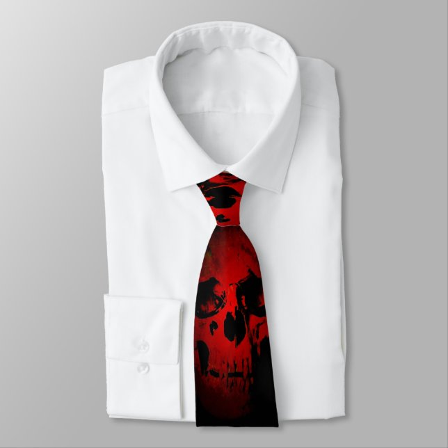 Roter Skelett Fantasy Art Heavy Metal Krawatte (Gebunden)