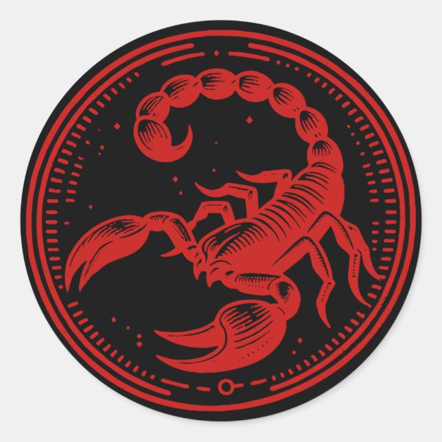 Roter Skorpion Astrologie Zodiac Sign Skorpio Runder Aufkleber (Vorderseite)