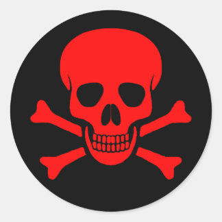 Roter Skull und Crossbones Sticker