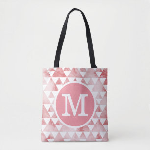 Roter Smokey-Marmor Karierte Dreiecke Monogramm Tasche