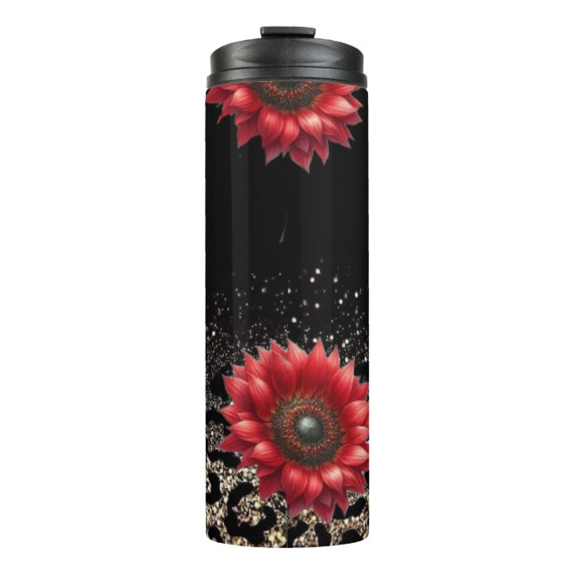 Roter Sonnenblumenkopf Thermosbecher (Vorderseite)
