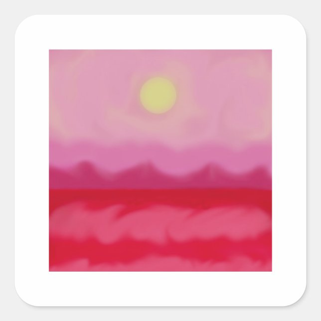 Roter Sonnenuntergang Quadratischer Aufkleber (Vorderseite)