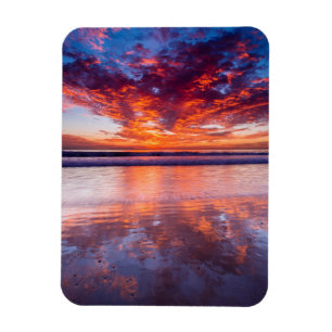 Roter Sonnenuntergang über dem Meer, Kalifornien Magnet