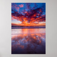 Roter Sonnenuntergang über dem Meer, Kalifornien