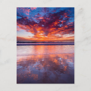Roter Sonnenuntergang über dem Meer, Kalifornien Postkarte