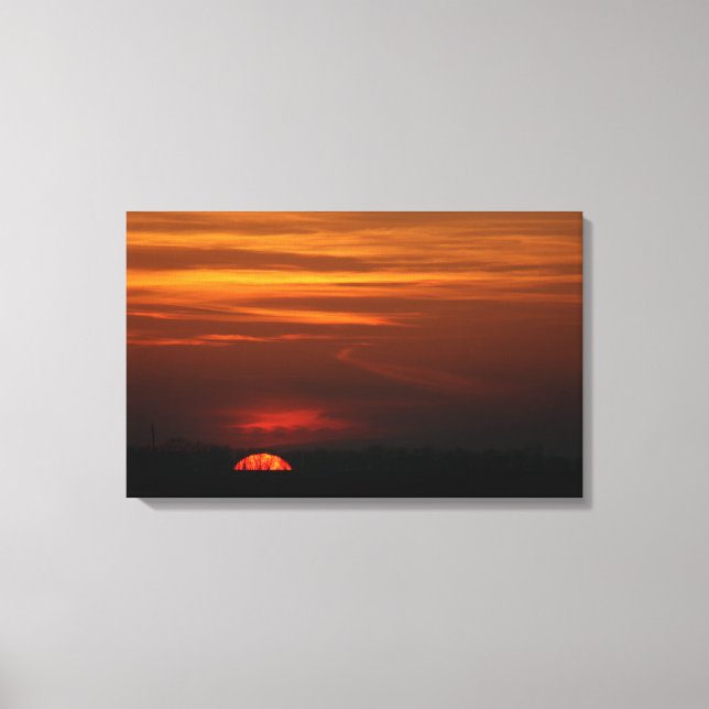 Roter Sonnenuntergang über dem Mittleren Westen Leinwanddruck (Vorderseite)