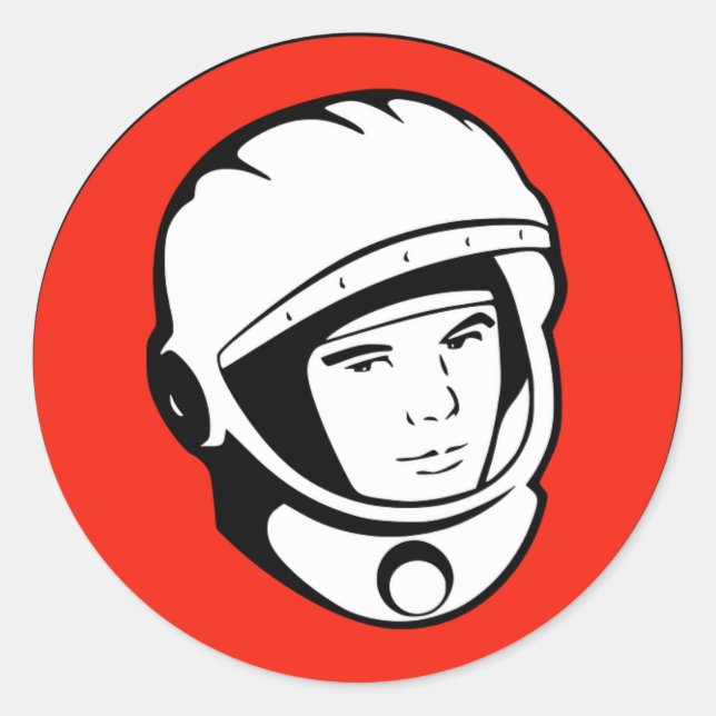 Roter sowjetischer Kosmonautensticker Runder Aufkleber (Vorderseite)
