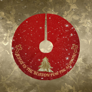 Roter Sparkle-Baumrock - "Jesus ist der Grund" Polyester Weihnachtsbaumdecke