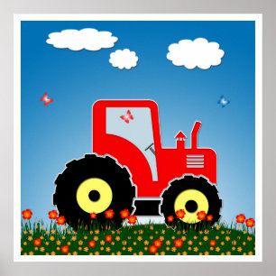 Roter Spielzeugtraktor Poster