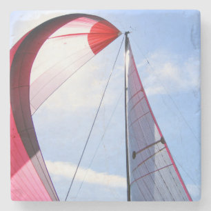 Roter Spinnaker mit Sun Steinuntersetzer