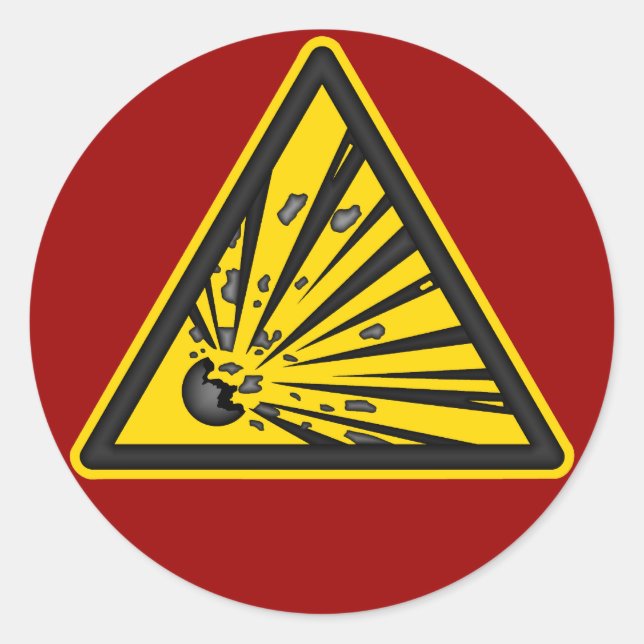 Roter Sprengstoff-Warnaufkleber Runder Aufkleber (Vorderseite)