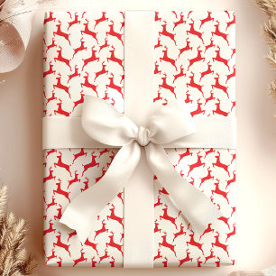 Roter Springender Hirsch Weihnachten Geschenkpapier