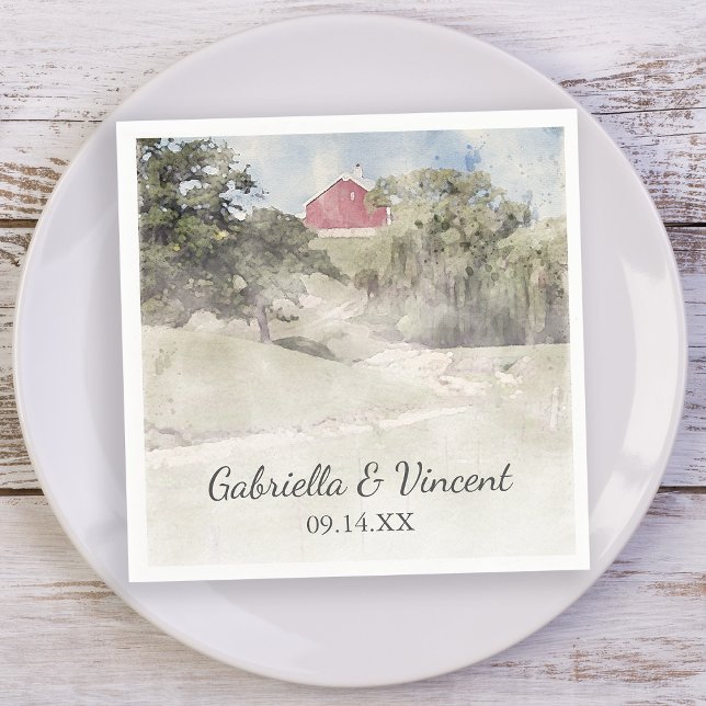 Roter Stall auf der Hillside Country Farm Wedding Serviette (Von Creator hochgeladen)