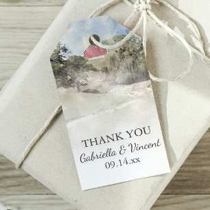 Roter Stall auf Hügel Land Gastgeschenk Hochzeit T Geschenkanhänger