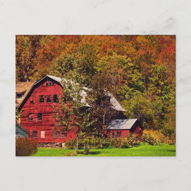 Roter Stall im Herbst Postkarte (Vorderseite)