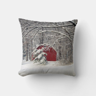 Roter Stall im Schnee 2011 Kissen