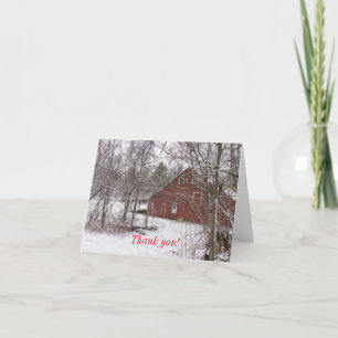 Roter Stall im Schnee Danke Karte