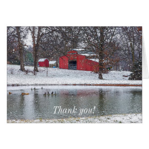 Roter Stall im Schnee schmerzhaft Danke Karte