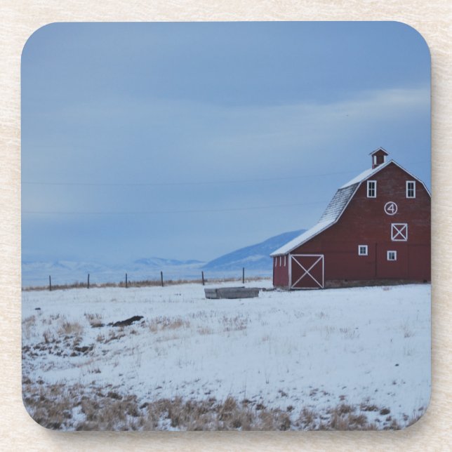 Roter Stall im Winter Rocky Mountains Untersetzer (Vorderseite)