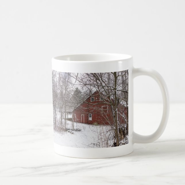 Roter Stall in der Schneekaffee-Tasse Kaffeetasse (Rechts)