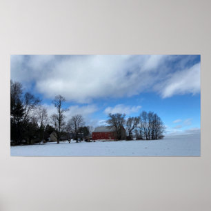 Roter Stall in Snow-Poster Poster