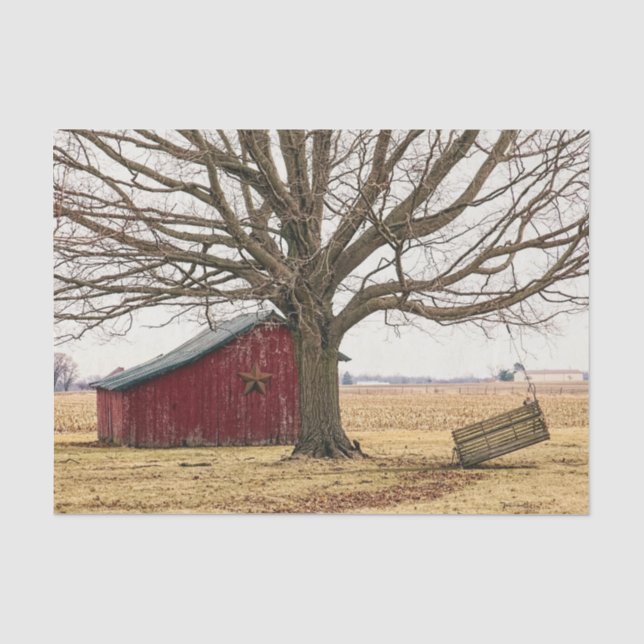 Roter Stall mit Epic Tree und Hängebank Seidenpapier (Vorderseite)