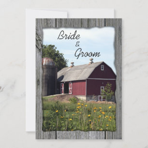 Roter Stall und Silo Country Wedding Einladung