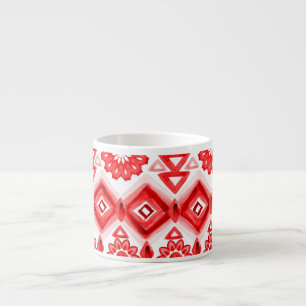 Roter Stamm, ethnisches Muster der Aquarellfarbe. Espressotasse