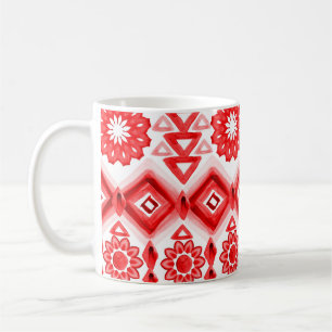Roter Stamm, ethnisches Muster der Aquarellfarbe. Kaffeetasse