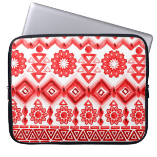 Roter Stamm, ethnisches Muster der Aquarellfarbe. Laptopschutzhülle