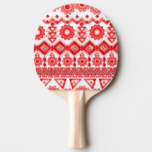 Roter Stamm, ethnisches Muster der Aquarellfarbe. Tischtennis Schläger
