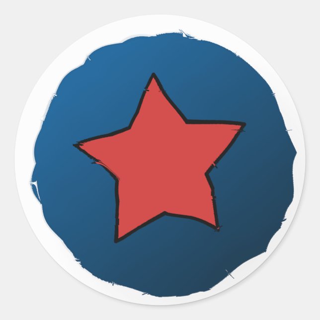 Roter Star, 4. Juli, beängstigender Blue Circle Runder Aufkleber (Vorderseite)