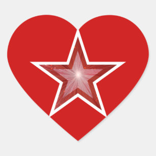 Roter Star-Aufkleber Herz-Aufkleber