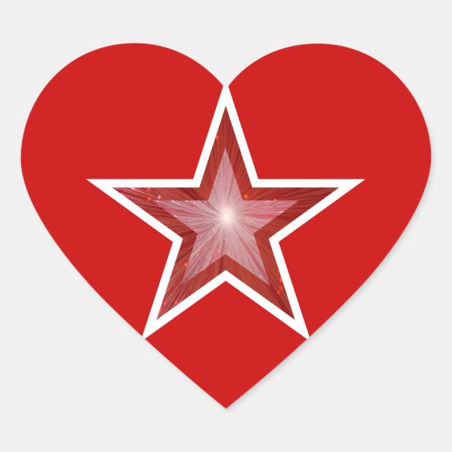Roter Star-Aufkleber Herz-Aufkleber (Vorderseite)