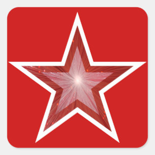 Roter Star-Aufkleber Quadratischer Aufkleber