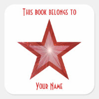 Roter Star-Buchzeichen-Aufkleber weiß