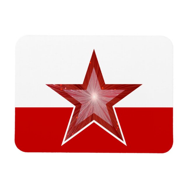Roter Star-flexibler Magnet weiß rot (Horizontal)
