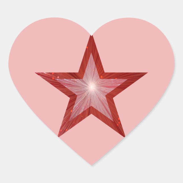 Roter Star Herz-Aufkleber (Vorderseite)