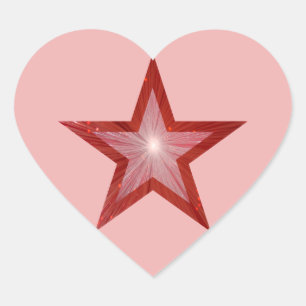 Roter Star Herz-Aufkleber