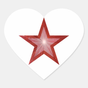 Roter Star Herz-Aufkleber